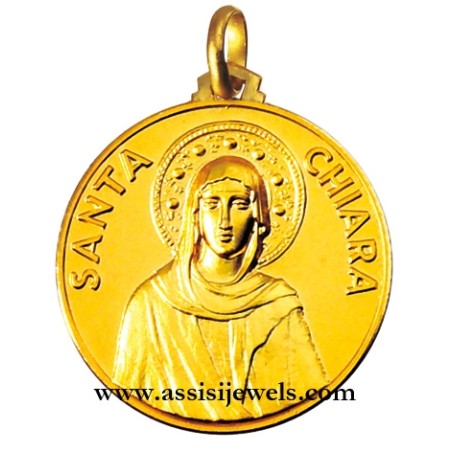 Medaglia di Santa  Chiara oro 18 kt