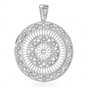 White gold AERE rose window pendant