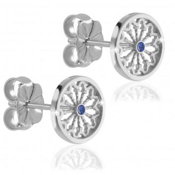 Sterling silver AQUA rose window of Assisi earrings