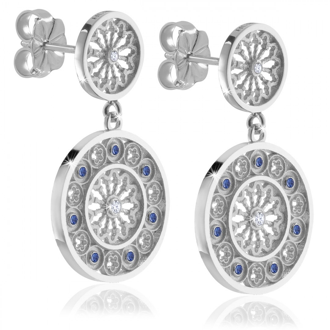 Silver AQUA rose window earrings jewellery