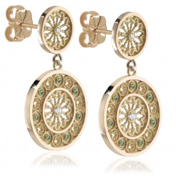 Yellow gold TERRA rose window earrings