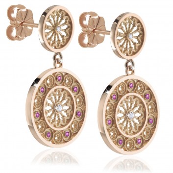 Assisi rose gold FOCU rose window earrings