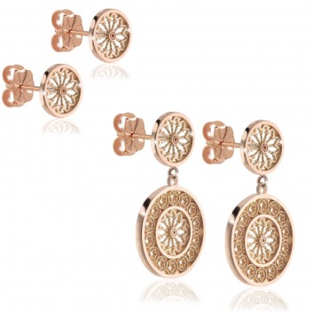 rose window earrings in rose gold plated silver 