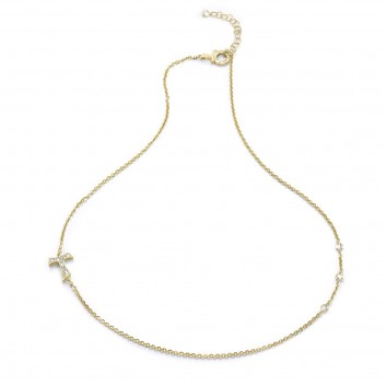 Humilis yellow gold plated sterling silver necklaces with zirconia