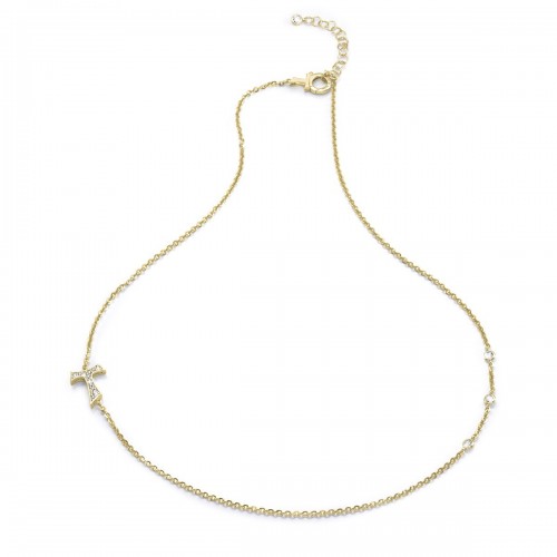 Humilis yellow gold plated sterling silver necklaces with zirconia
