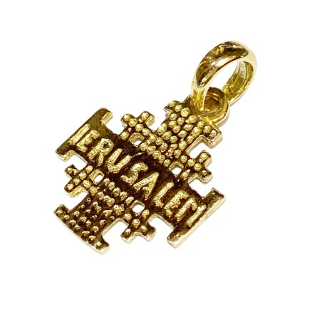 18 kt gold Gerusalem cross