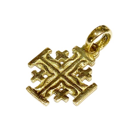 18 kt gold Gerusalem cross