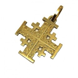 18 kt gold Gerusalem cross
