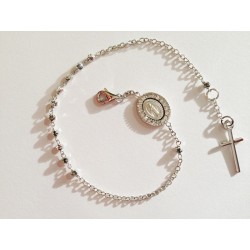 BRACCIALE ROSARIO ORO BIANCO 18 KT