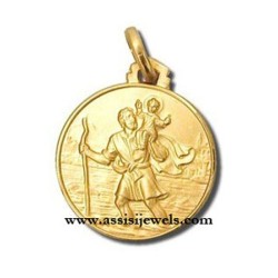 18 kt gold Saint Christopher medal