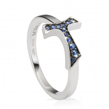 Humilis white gold AQUA sign ring