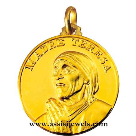 18 kt gold Mother Teresa of Calcutta medal