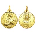 Medaglia di San Francesco e Santa  Chiara oro 18 kt